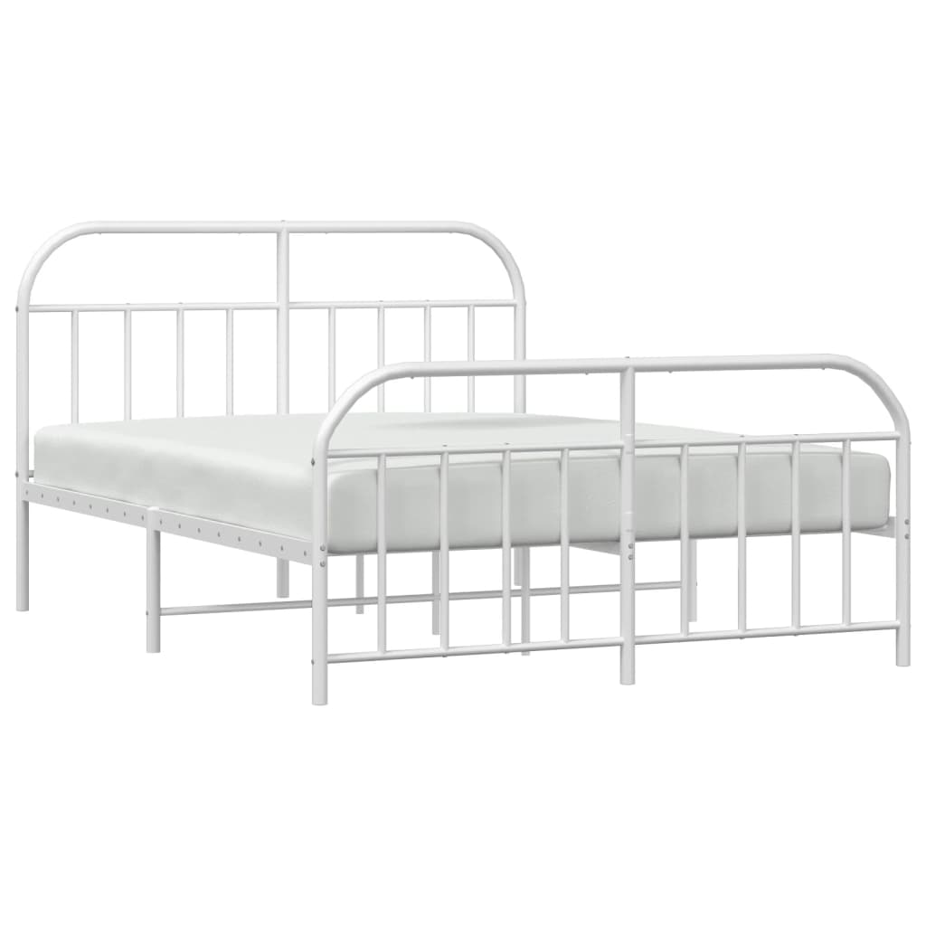 Estrutura de cama com cabeceira e pés 140x190 cm metal branco