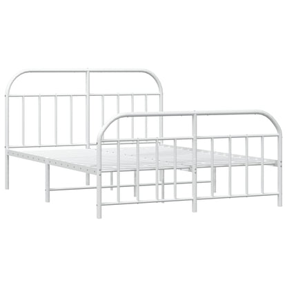 Estrutura de cama com cabeceira e pés 140x190 cm metal branco