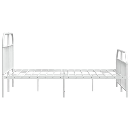 Estrutura de cama com cabeceira e pés 140x190 cm metal branco