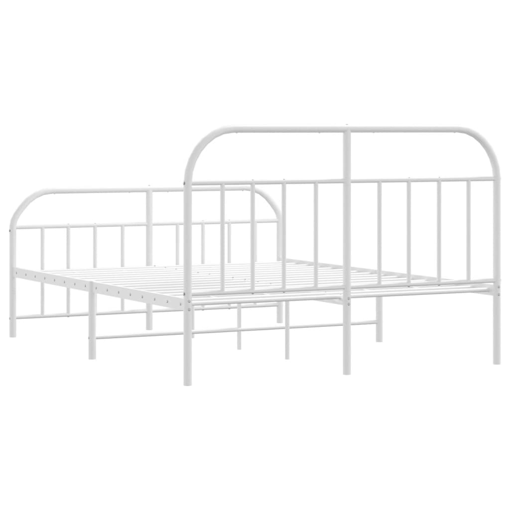 Estrutura de cama com cabeceira e pés 140x190 cm metal branco