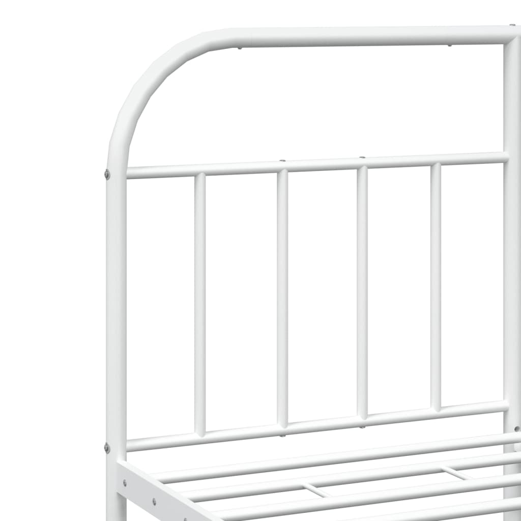 Estrutura de cama com cabeceira e pés 140x190 cm metal branco