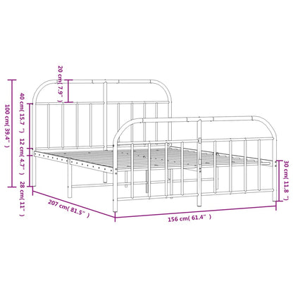 Estrutura de cama com cabeceira e pés 150x200 cm metal branco