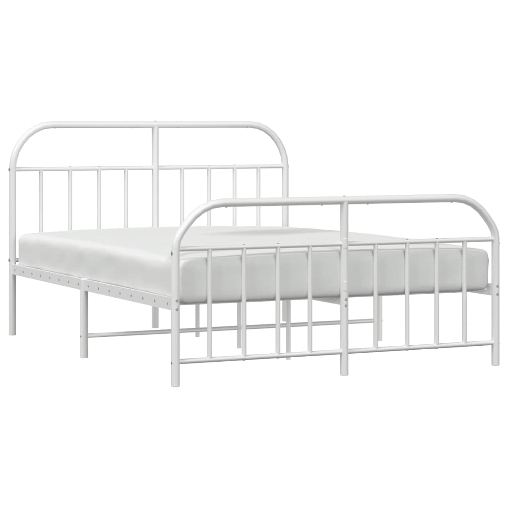 Estrutura de cama com cabeceira e pés 180x200 cm metal branco