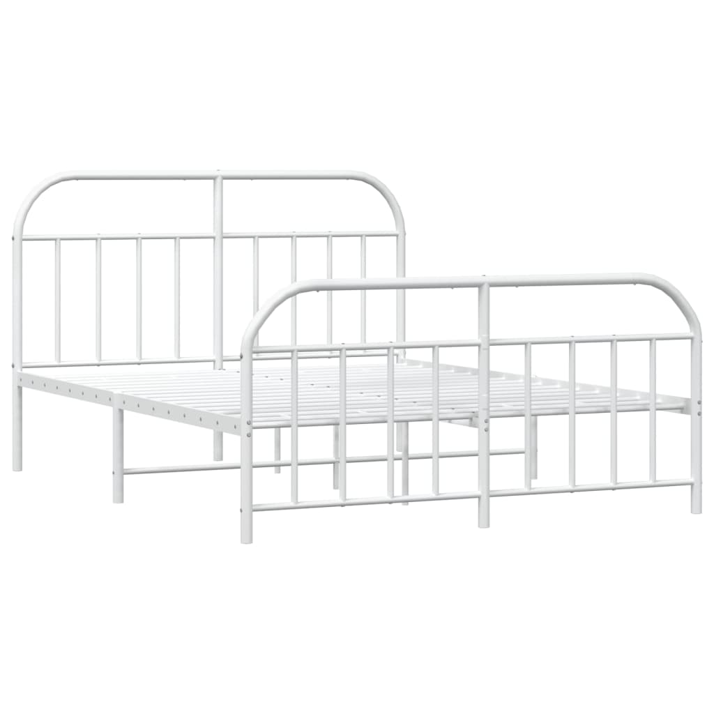 Estrutura de cama com cabeceira e pés 180x200 cm metal branco