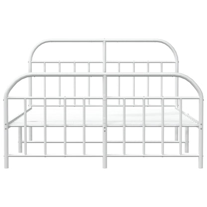 Estrutura de cama com cabeceira e pés 180x200 cm metal branco