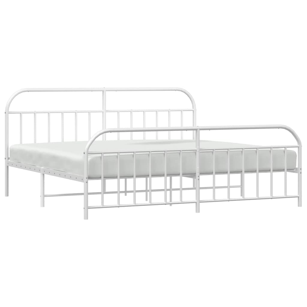 Estrutura de cama com cabeceira e pés 193x203 cm metal branco