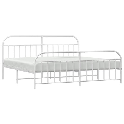 Estrutura de cama com cabeceira e pés 193x203 cm metal branco