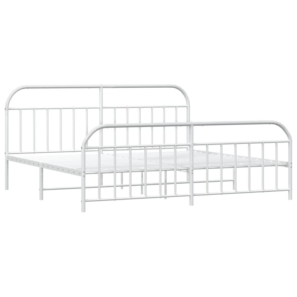 Estrutura de cama com cabeceira e pés 193x203 cm metal branco