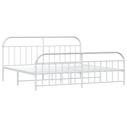 Estrutura de cama com cabeceira e pés 193x203 cm metal branco