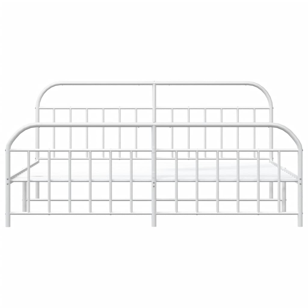 Estrutura de cama com cabeceira e pés 193x203 cm metal branco