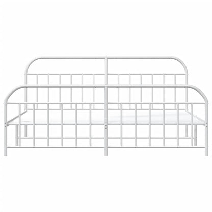 Estrutura de cama com cabeceira e pés 193x203 cm metal branco