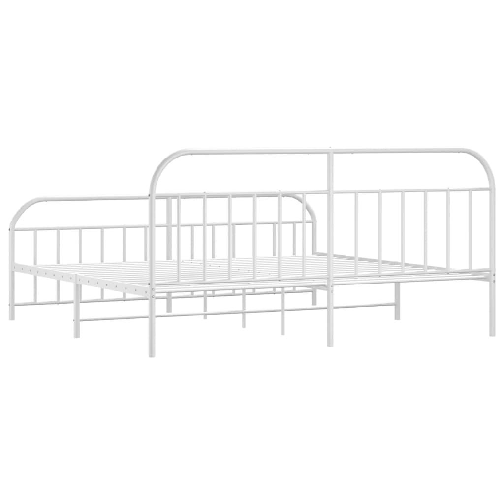 Estrutura de cama com cabeceira e pés 193x203 cm metal branco