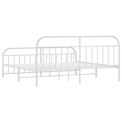 Estrutura de cama com cabeceira e pés 193x203 cm metal branco