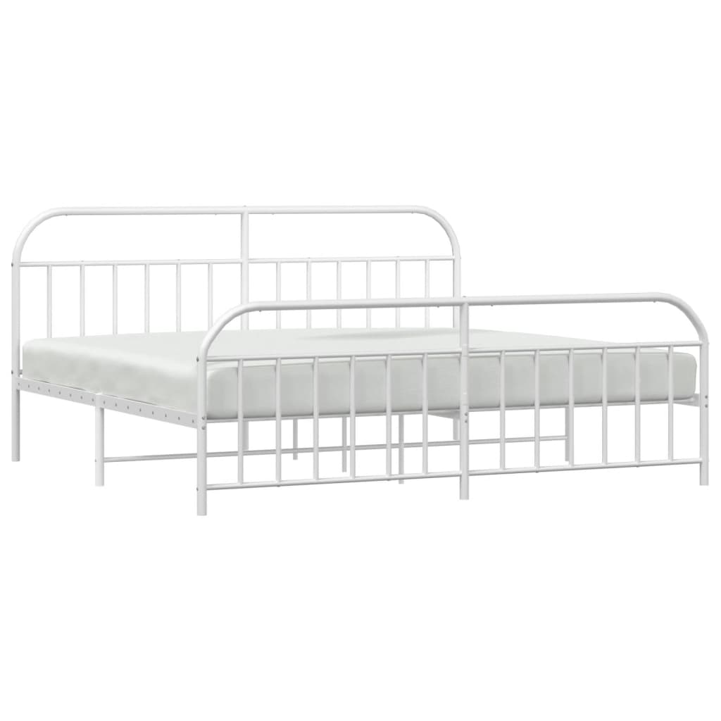 Estrutura de cama com cabeceira e pés 200x200 cm metal branco