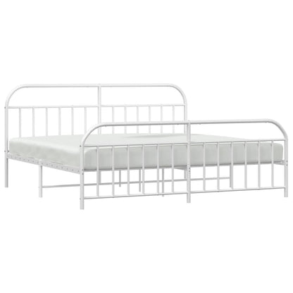 Estrutura de cama com cabeceira e pés 200x200 cm metal branco