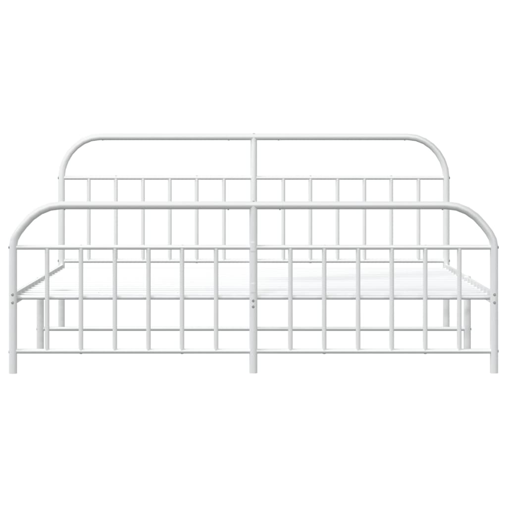 Estrutura de cama com cabeceira e pés 200x200 cm metal branco