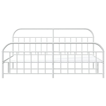 Estrutura de cama com cabeceira e pés 200x200 cm metal branco