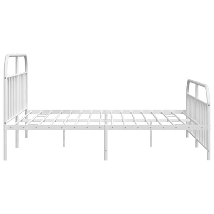 Estrutura de cama com cabeceira e pés 200x200 cm metal branco