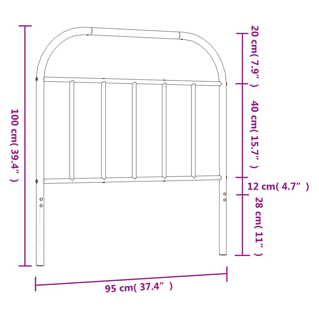 Cabeceira de cama 90 cm metal branco