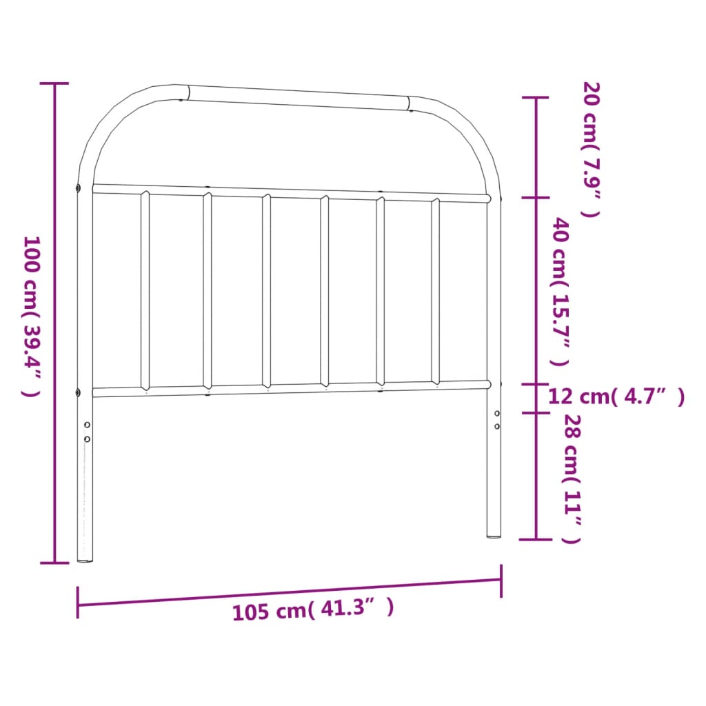 Cabeceira de cama 100 cm metal branco