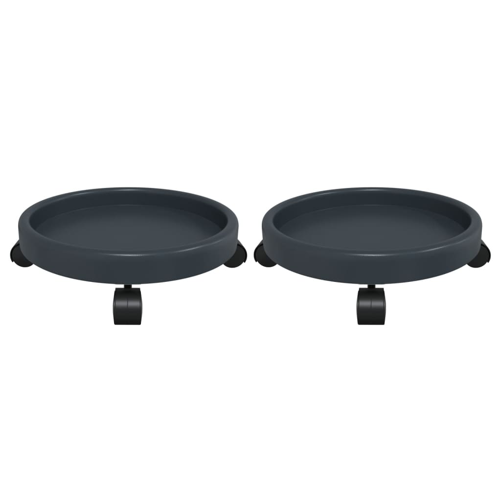 Carrinhos de plantas c/ rodas 2 pcs diâmetro 34 cm 35 kg cinza