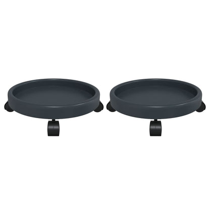 Carrinhos de plantas c/ rodas 2 pcs diâmetro 34 cm 35 kg cinza