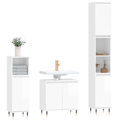 Conjunto de Móveis Eloa para Casa de Banho - Branco Brilhante - Design Nórdico