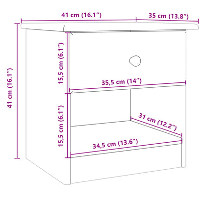 Mesa de cabeceira ALTA 43x35x40,5 cm pinho maciço branco