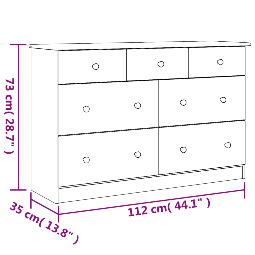 Cómoda ALTA 112x35x73 cm madeira de pinho maciça branco