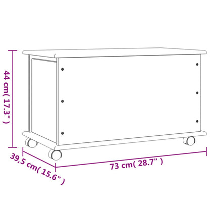 Arca arrumação c/ rodas ALTA 73x39,5x44 cm pinho maciço branco