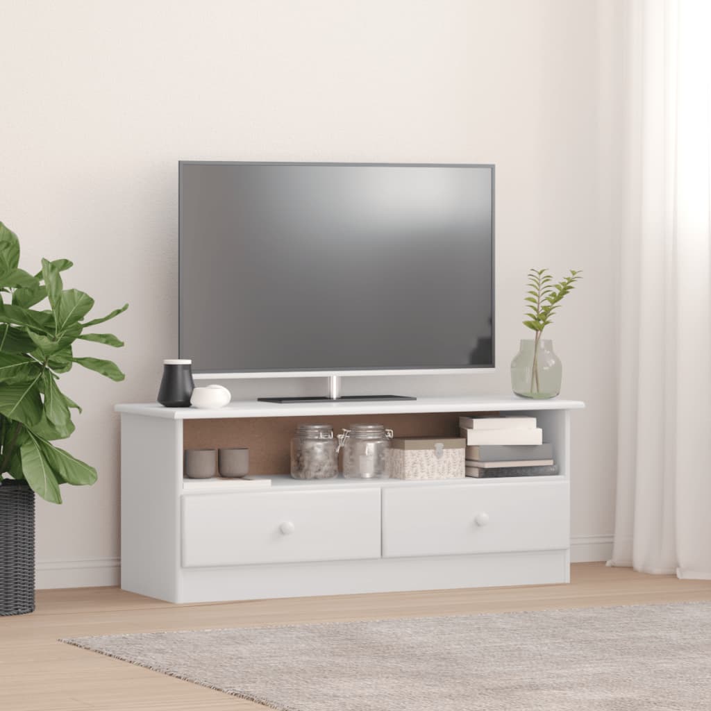 Móvel de TV c/ gavetas ALTA 100x35x41 cm pinho maciço branco