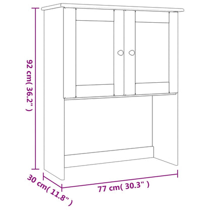 Topo p/ cómoda ALTA 77x30x92 cm madeira de pinho maciça branco