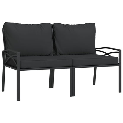 6 pcs conjunto lounge de jardim aço c/ almofadões cinzentos