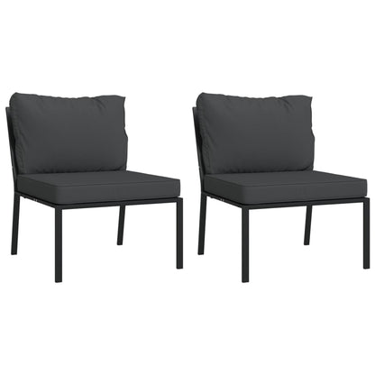 5 pcs conjunto lounge de jardim aço c/ almofadões cinzentos