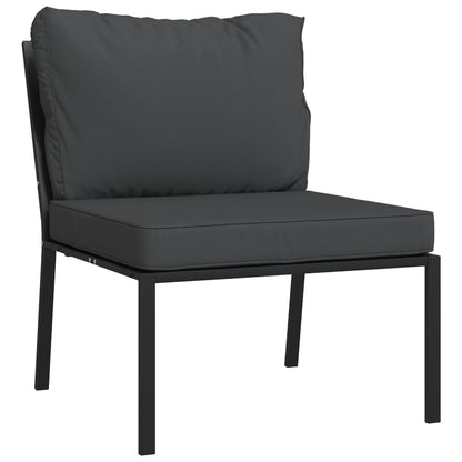 5 pcs conjunto lounge de jardim aço c/ almofadões cinzentos