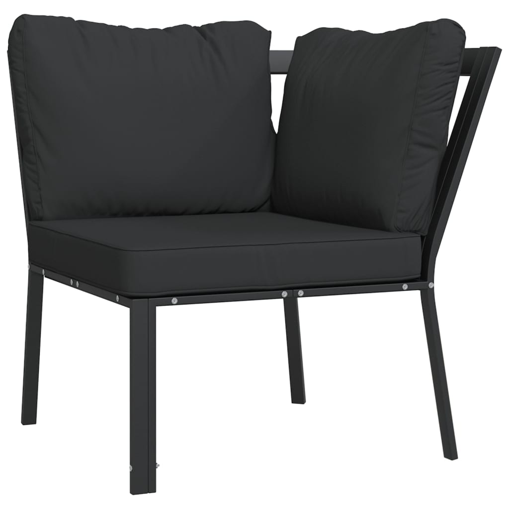 5 pcs conjunto lounge de jardim aço c/ almofadões cinzentos