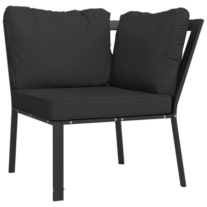 5 pcs conjunto lounge de jardim aço c/ almofadões cinzentos