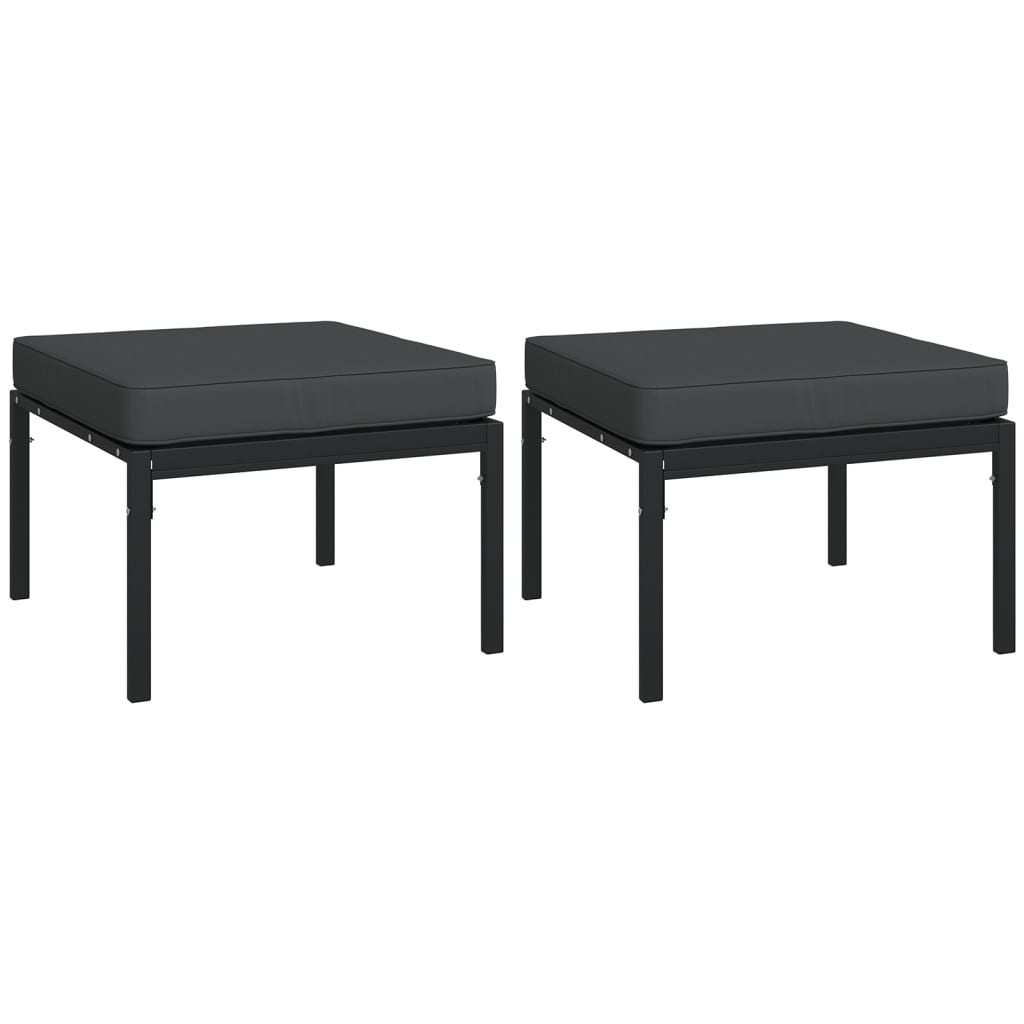 5 pcs conjunto lounge de jardim aço c/ almofadões cinzentos