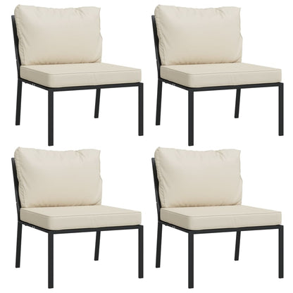 7 pcs conjunto lounge de jardim aço c/ almofadões areia