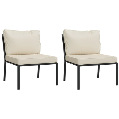 5 pcs conjunto lounge de jardim aço c/ almofadões areia