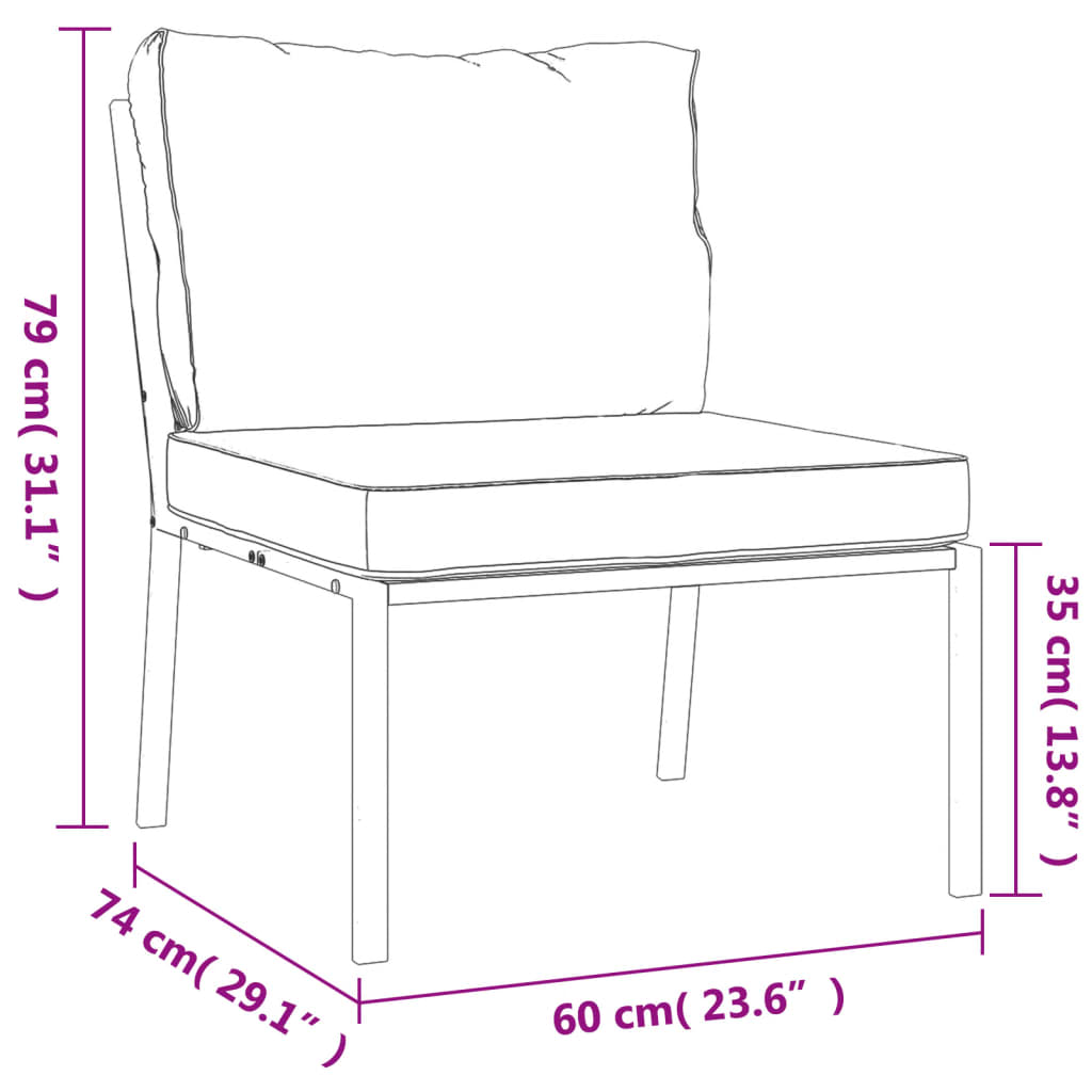 5 pcs conjunto lounge de jardim aço c/ almofadões areia