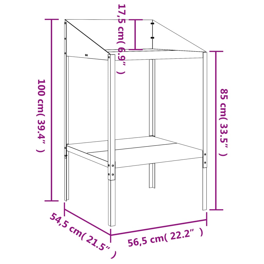 Suporte para plantas 56,5x54,5x100 cm aço galvanizado antracite