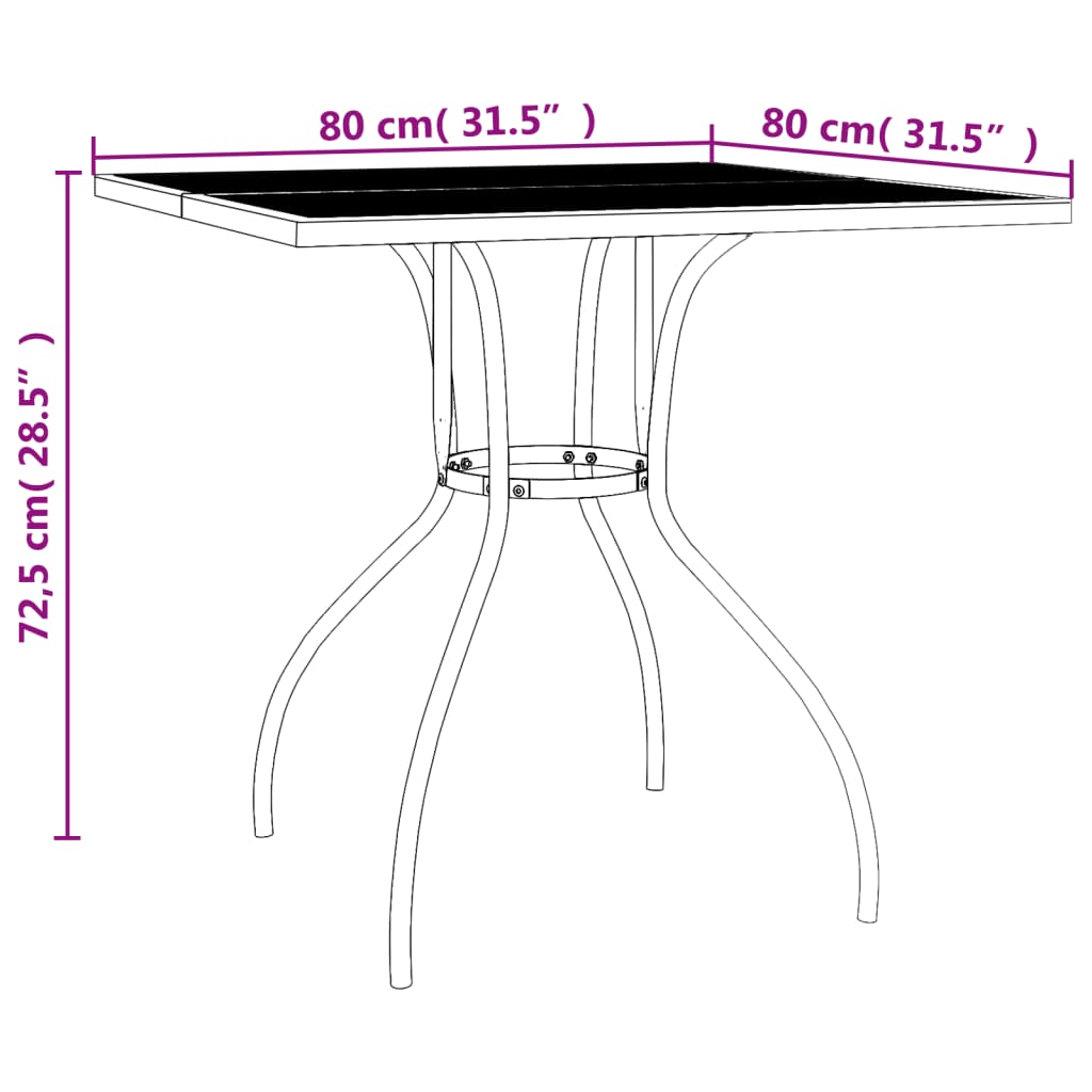 3 pcs conjunto de jantar para jardim aço antracite