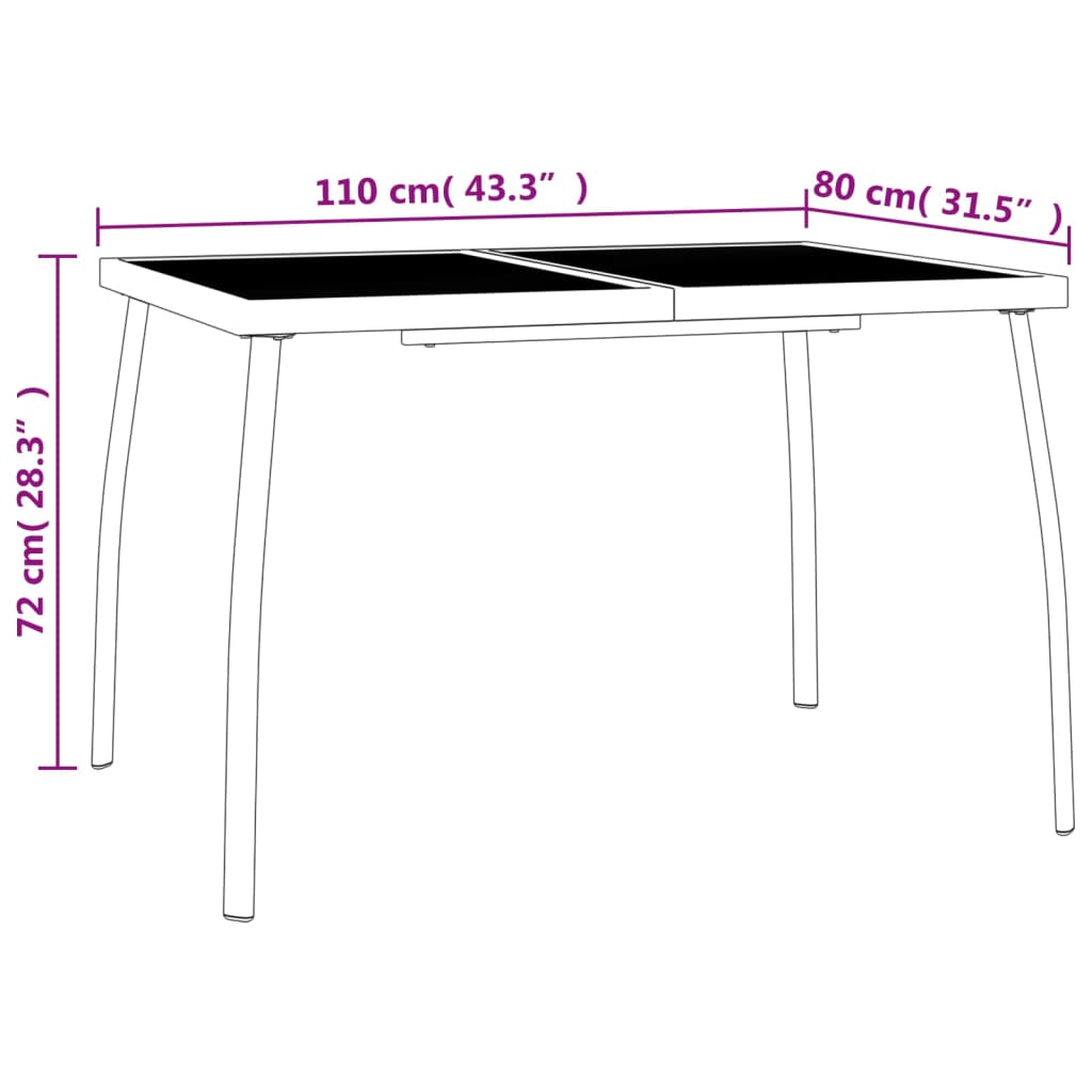 3 pcs conjunto de jantar para jardim aço antracite