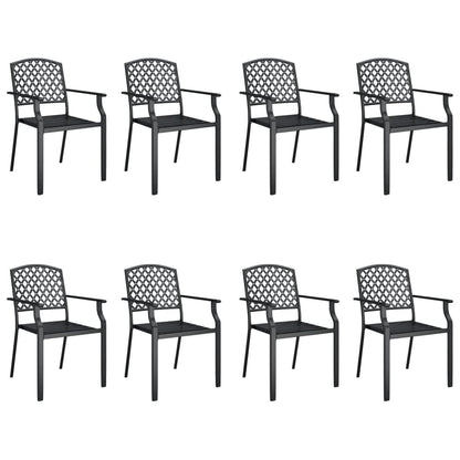 9 pcs conjunto de jantar para jardim aço antracite