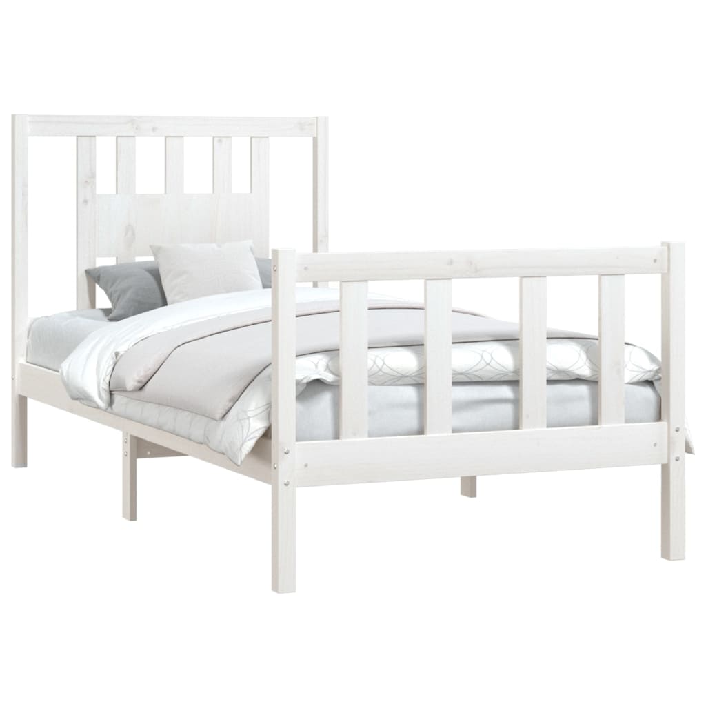 Estrutura de cama com cabeceira 90x200 cm pinho maciço branco