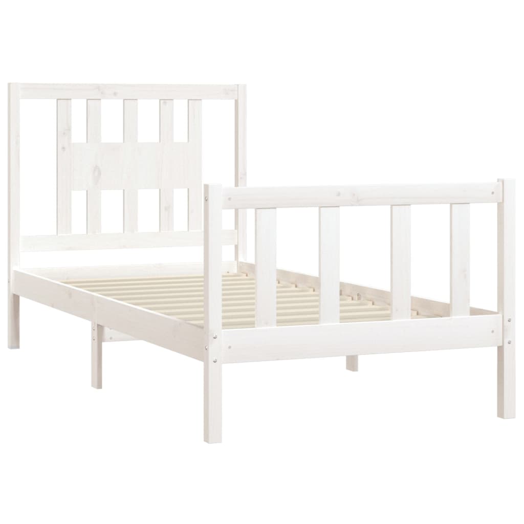 Estrutura de cama com cabeceira 90x200 cm pinho maciço branco