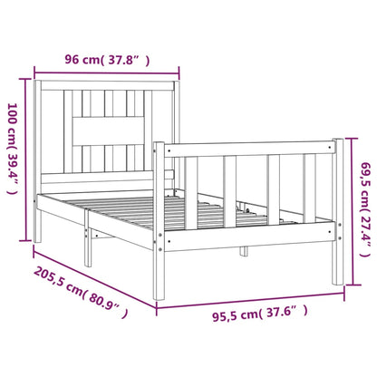 Estrutura de cama com cabeceira 90x200 cm pinho maciço branco