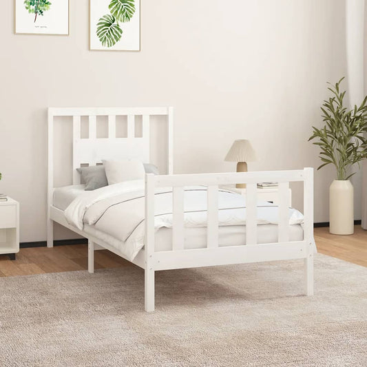 Estrutura de cama com cabeceira 90x200 cm pinho maciço branco