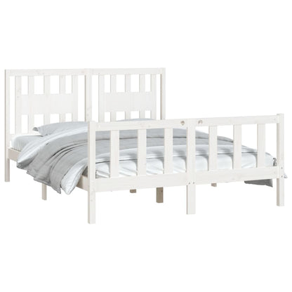 Estrutura de cama com cabeceira 120x200 cm pinho maciço branco